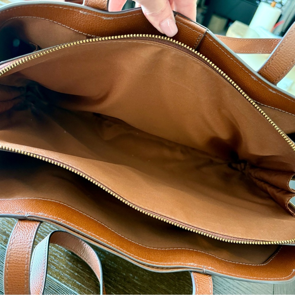 Fossil Large Leather Tote in Cognac Brown - Picture 13 of 14